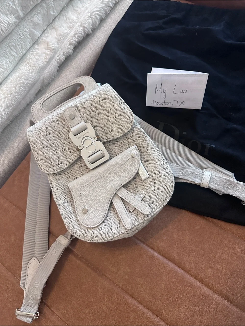 Dior White Monogram Mini Backpack